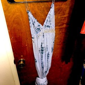 Blue and white tie dye dress
